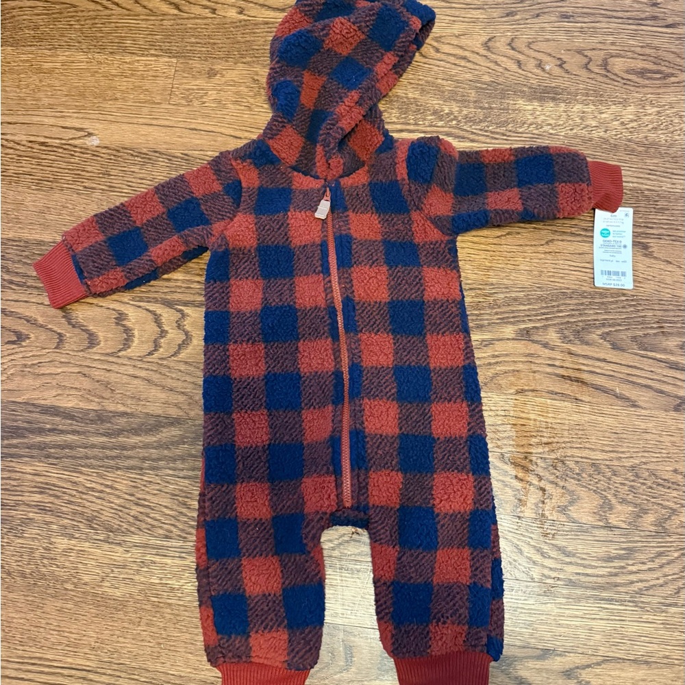Carter's Red and Navy Plaid Footie